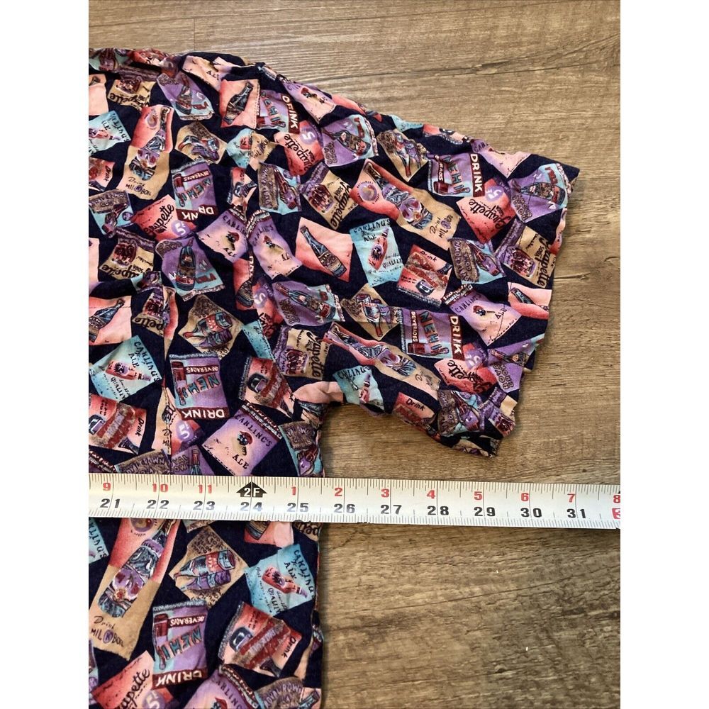 Vintage Chiamare Mens Large Rayon Shirt Novelty Soda Label Print Grapette Nehi L - Picture 4 of 9